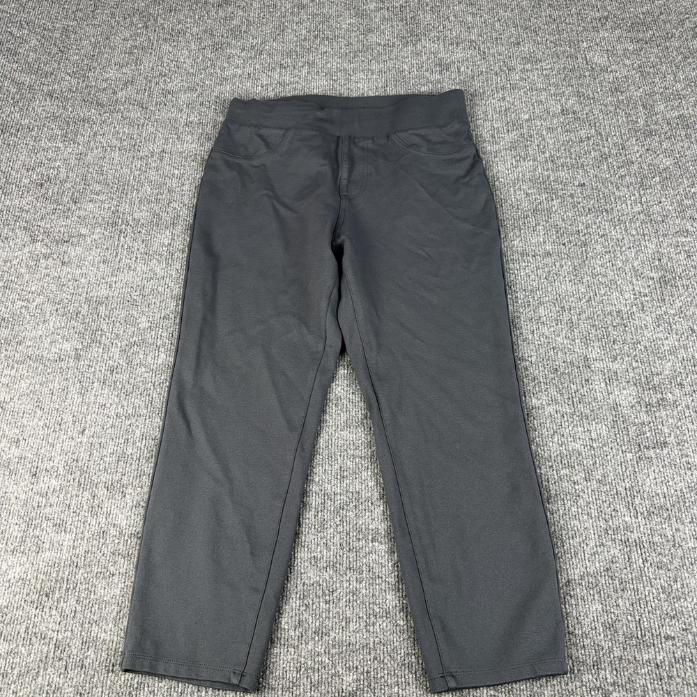 Tahari Pants Womens Medium Gray Ponte Cropped Straight Leg Pull On Stretch